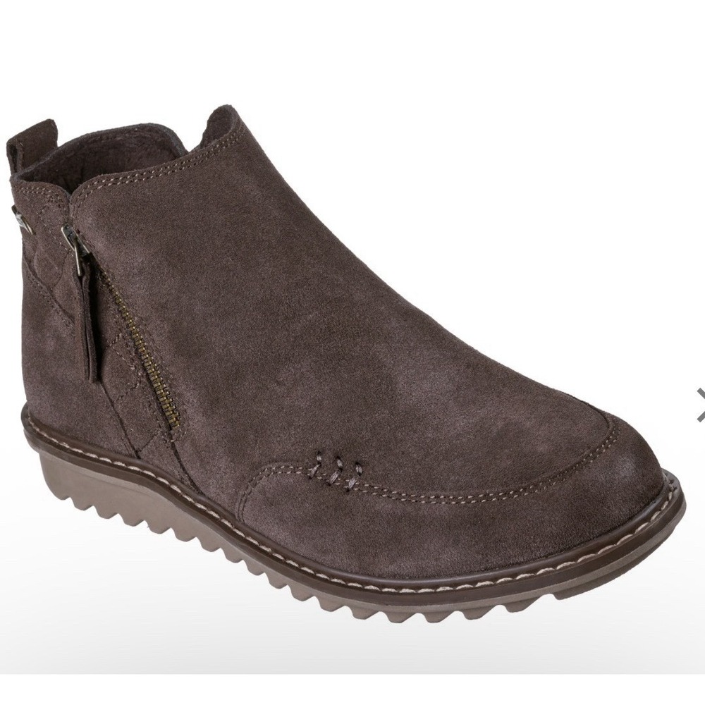 New Skechers 11 Arch Fit Mojave Boundless Bliss Bootie Chocolate Suede Zip $90
